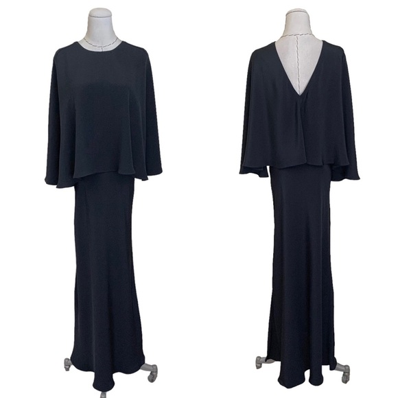 Alessandra Rich Dresses & Skirts - Alessandra Rich Black Capelet Silk Gown sz 40
